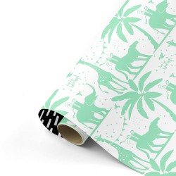 Cadeaupapier - Mint - Zwart - Tropical Party - 50x300 cm