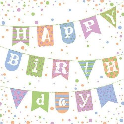 1 Pack Paper Lunch Napkins - Birthday Garland Blue - Ambiente