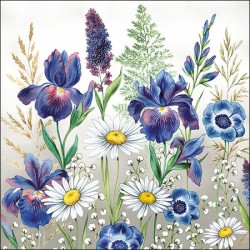 papieren lunch servetten - Mixed Meadow Flowers - Paarse en witte bloemen - Ambiente