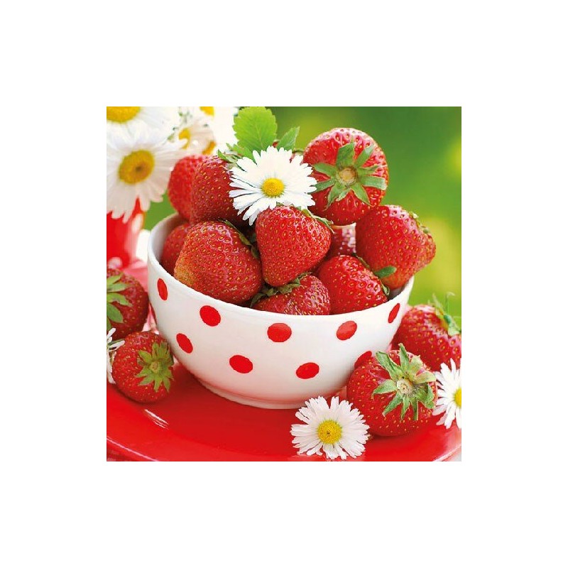 1 Pack Paper Lunch Napkins - Strawberries In Bowl - Ambiente 1 Pack Paper Lunch Napkins - Strawberries In Bowl - Ambiente