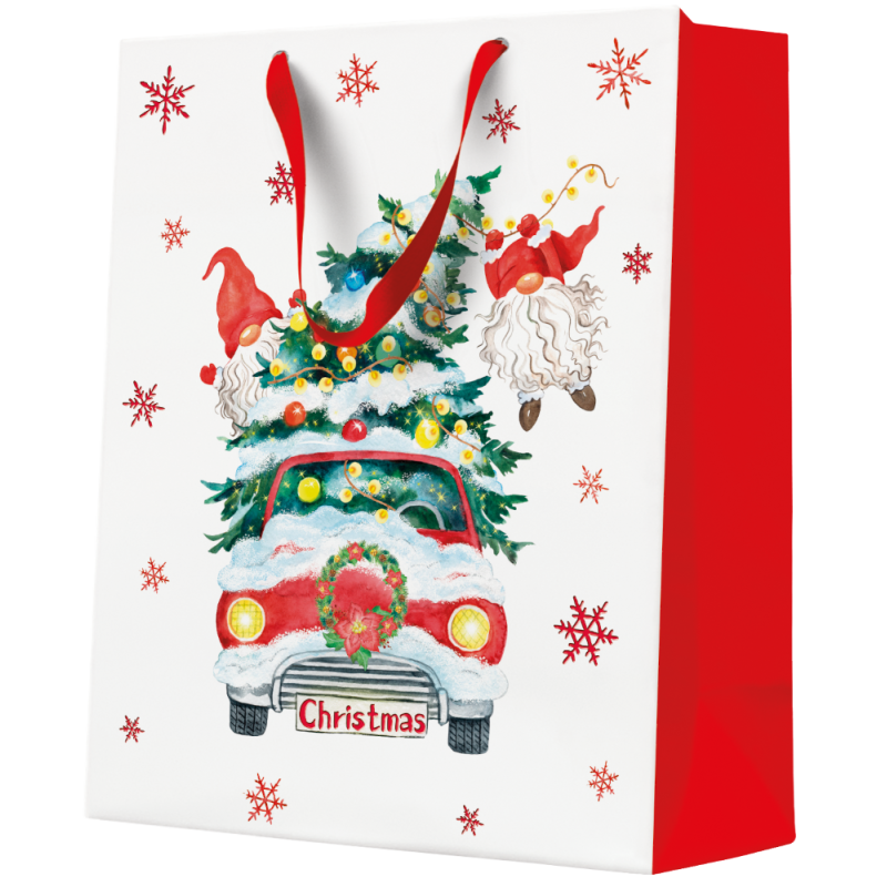 Gift bag - Christmas Gnomes with tree - Large - 26,5x33,5x13cm Gift bag - Christmas Gnomes with tree - Large - 26,5x33,5x13cm