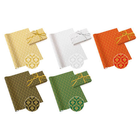 5 Rolls Wrapping Paper - Damask - Christmas