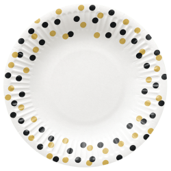PAW - Paper plates - 23 cm - Confetti Gold-black