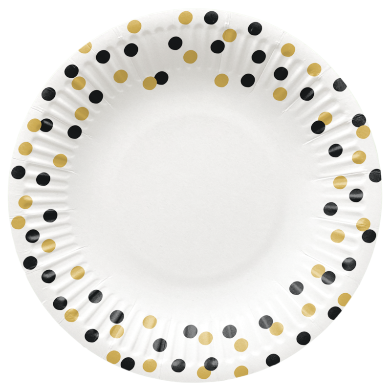 PAW - Papieren bordjes - 23 cm - Confetti Gold-black