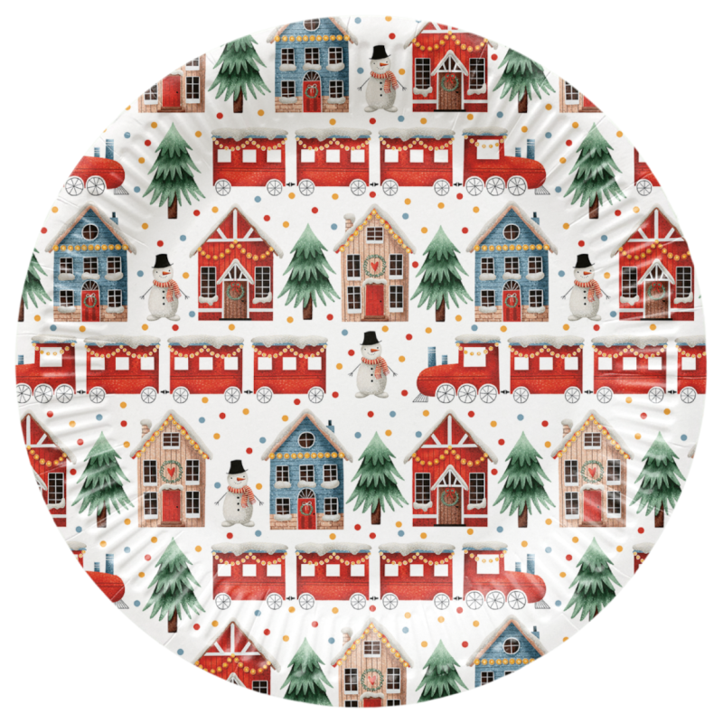 PAW - Paper plates - 23 cm - Cozy Christmas Town PAW - Paper plates - 23 cm - Cozy Christmas Town