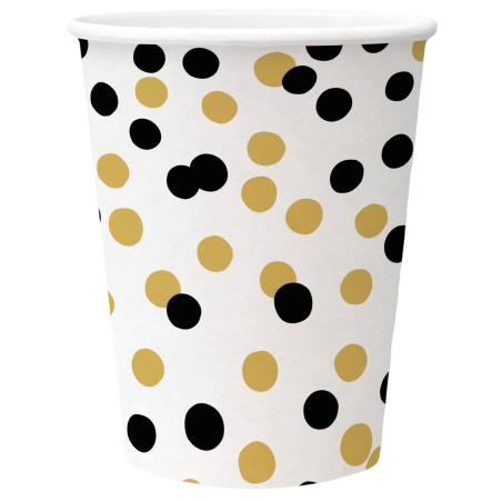 PAW - Papieren bekers - Confetti Gold-black
