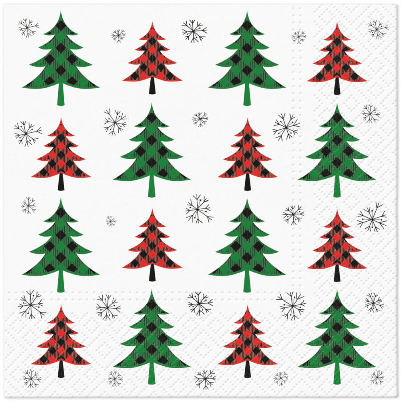 PAW - Lunch Napkins - Christmas Tree Check Red and Green PAW - Lunch Napkins - Christmas Tree Check Red and Green