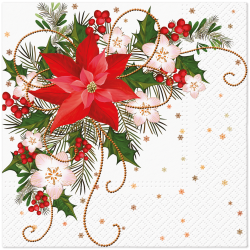 PAW - Lunch Napkins - Poinsettia Composition