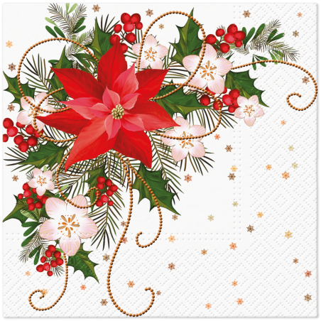 PAW - Lunch Napkins - Poinsettia Composition