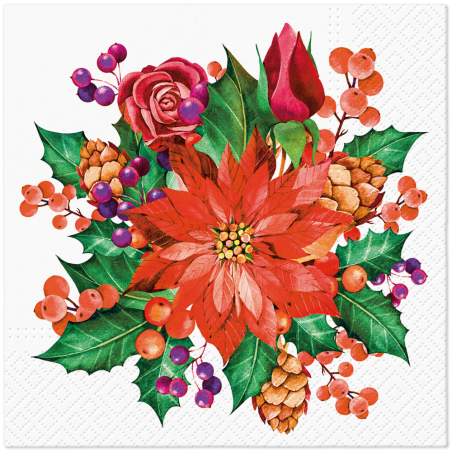 PAW - Cocktail servetten - Poinsettia With Cones