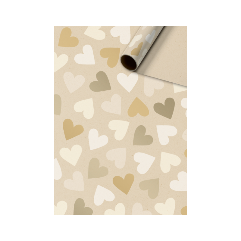 Stewo - Cadeaupapier 70 cm - Velia - Harten - Goud