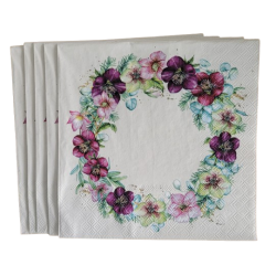 Ambiente - lunch servetten - Christmas Rose White - Kerst roos
