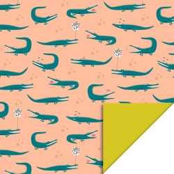 Wrapping Paper - Crocodile Peach - Yellow - 70 cm wide