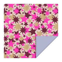 Wrapping paper - Big Stars Gold Beet Red/Fluor Pink - Misty Blue - 70cm wide