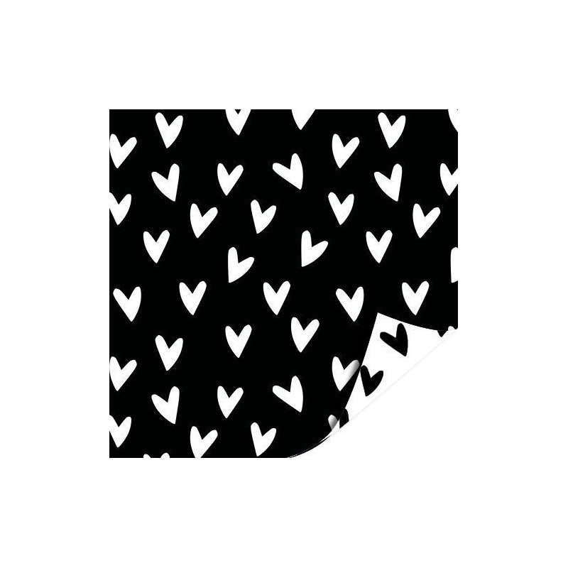 Kassaplan - Wrapping paper 70cm - Basic - Black - White - Hearts Kassaplan - Wrapping paper 70cm - Basic - Black - White - Hearts