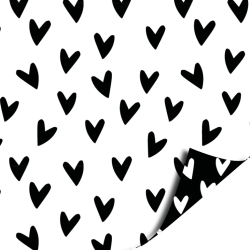Kassaplan - Wrapping paper 70cm - Basic - Black - White - Hearts
