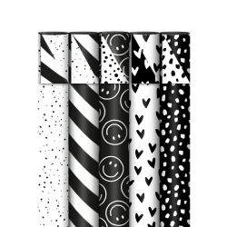 Kassaplan - 5 Rollen Cadeaupapier 70 cm - Basic - Zwart - Wit
