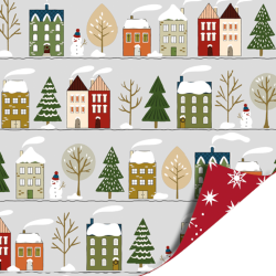 Kassaplan - Wrapping Paper 70 cm - Christmas - Houses - 2-3