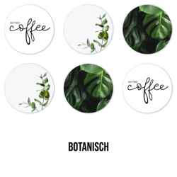 Round coasters - Botanical - Plants - Leaves - Coffee