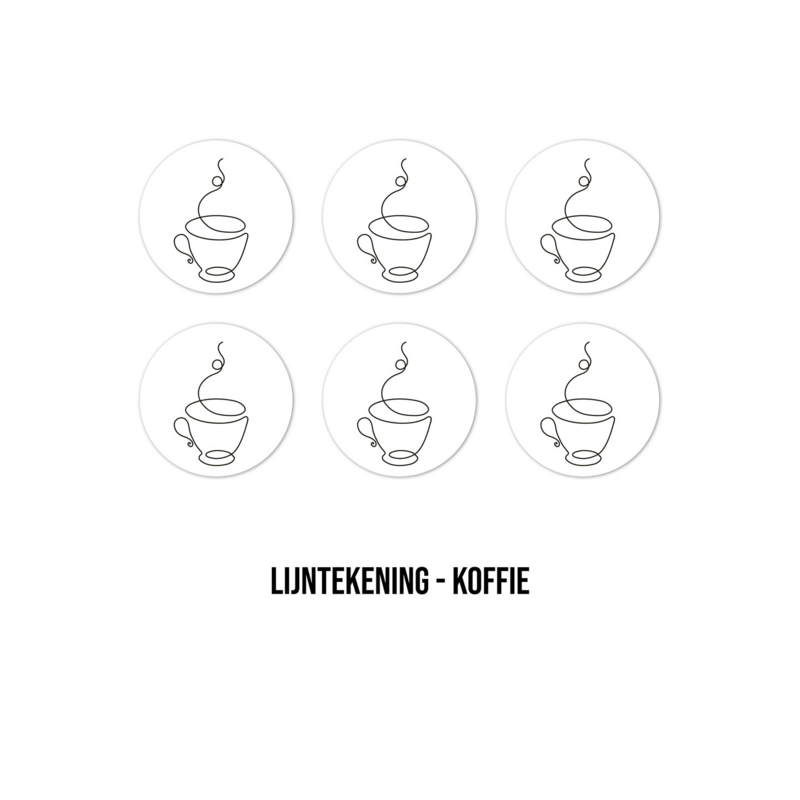 Round coasters - Line drawing coffee cup Round coasters - Line drawing coffee cup