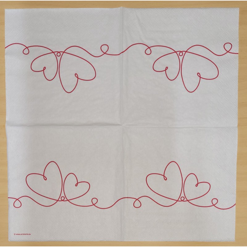 Ambiente - Lunch Napkin - Line Of Love Red Ambiente - Lunch Napkin - Line Of Love Red